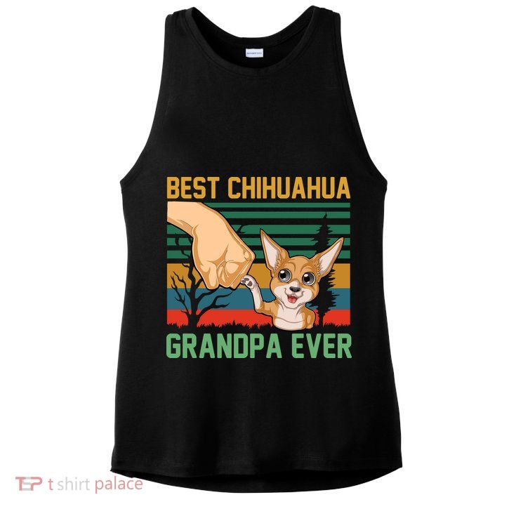 Best Chihuahua Grandpa Ever Ladies PosiCharge Tri-Blend Wicking Tank