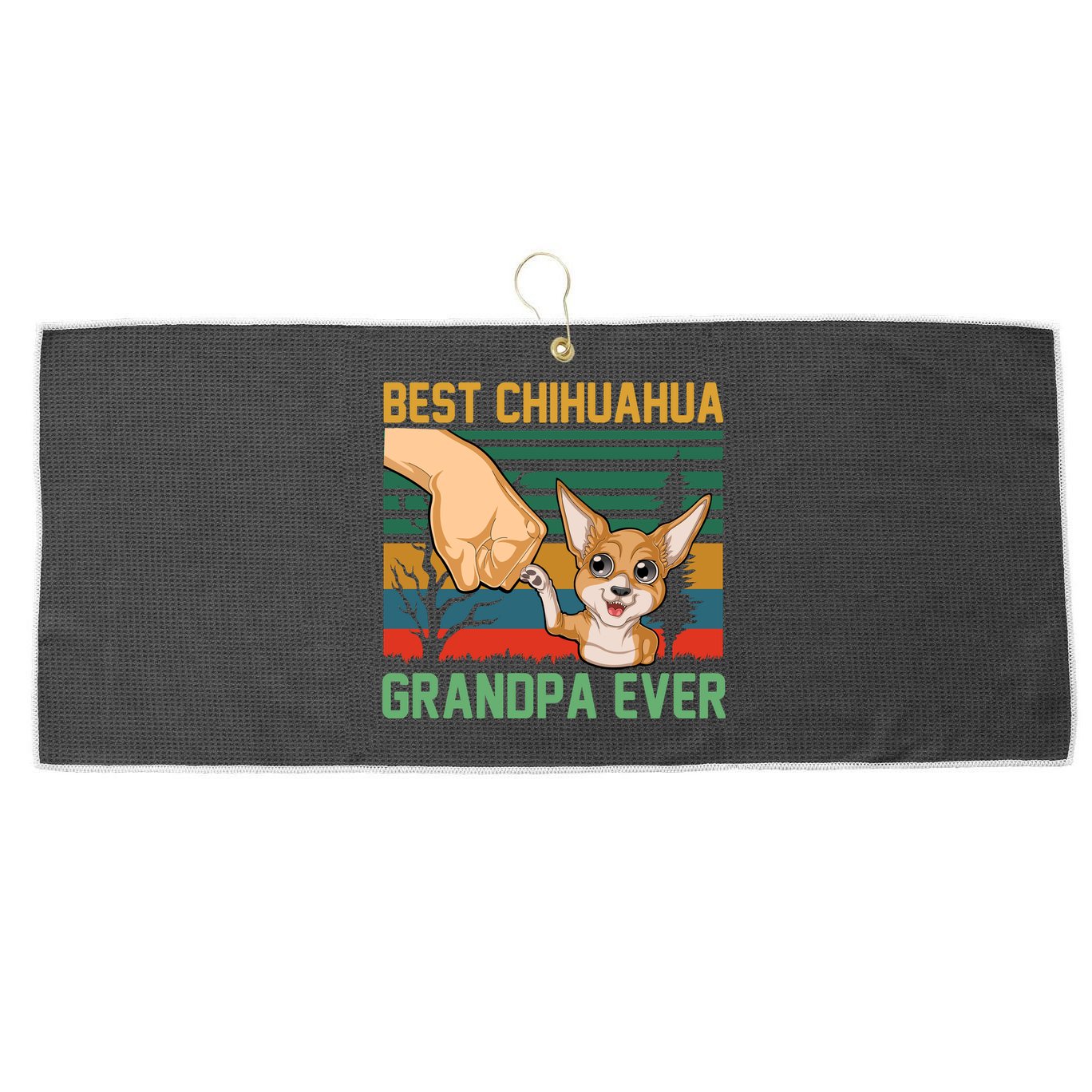 Best Chihuahua Grandpa Ever Large Microfiber Waffle Golf Towel