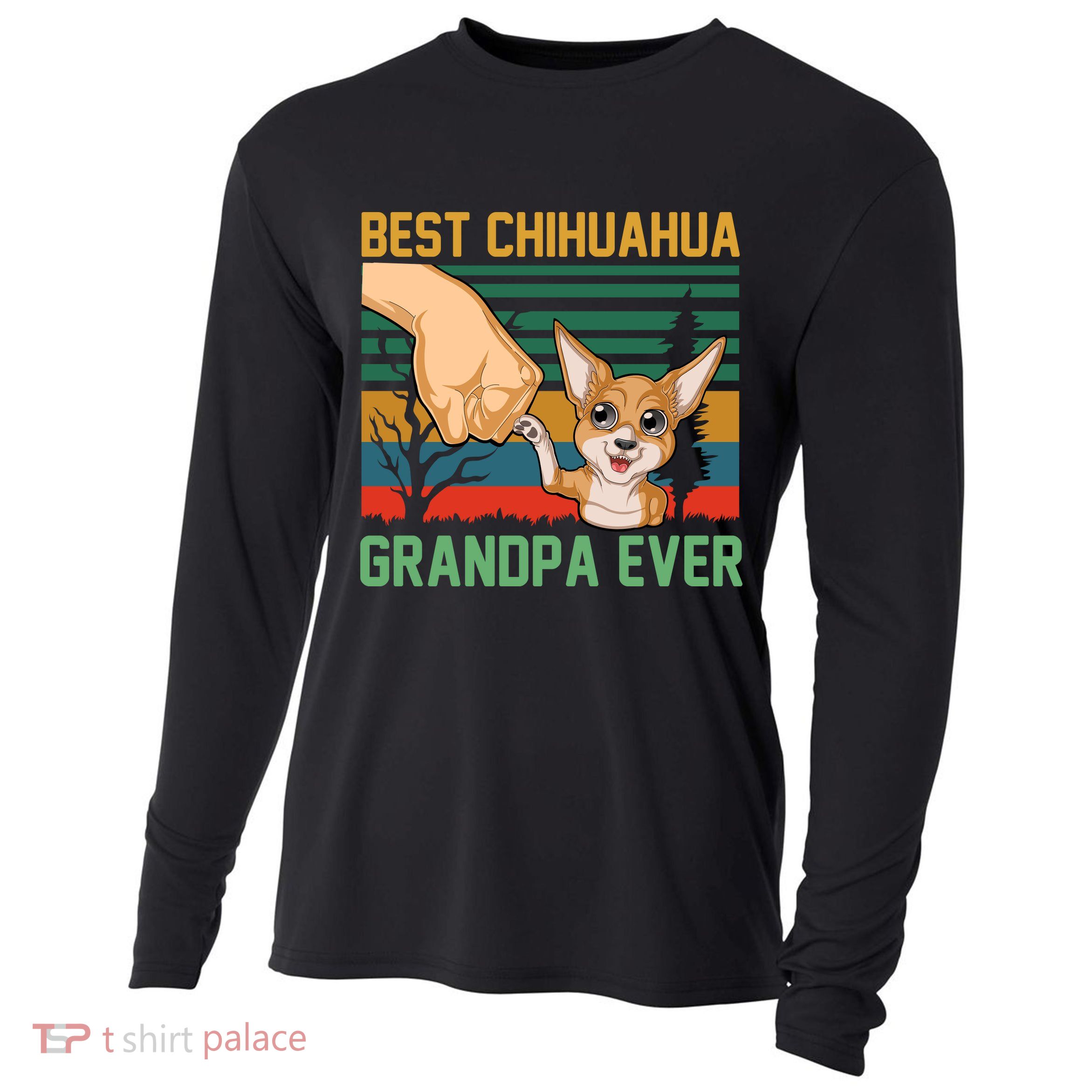 Best Chihuahua Grandpa Ever Cooling Performance Long Sleeve Crew