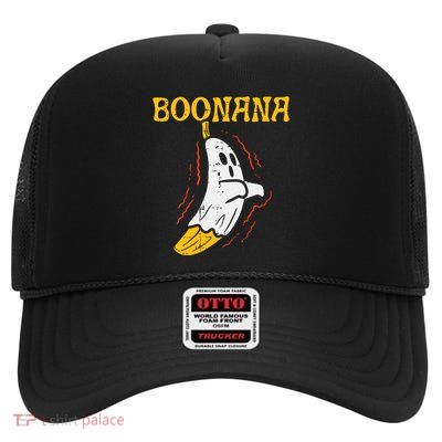 Boonana Cute Ghost Banana Halloween Costume High Crown Mesh Back Trucker Hat