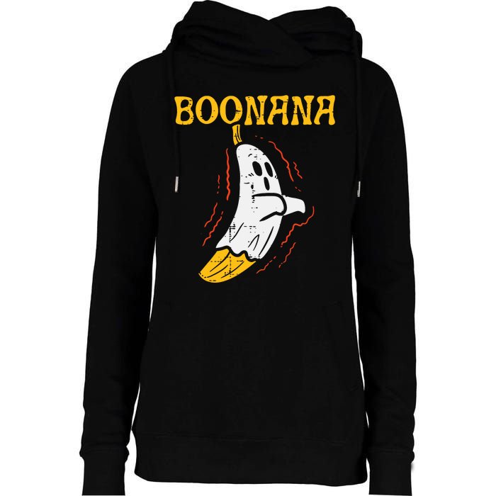 Boonana Cute Ghost Banana Halloween Costume Womens Funnel Neck Pullover Hood