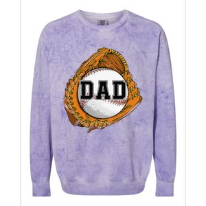 Baseball Catch Glove Baseball Dad Baseball Daddy Fathers Day Colorblast Crewneck Sweatshirt