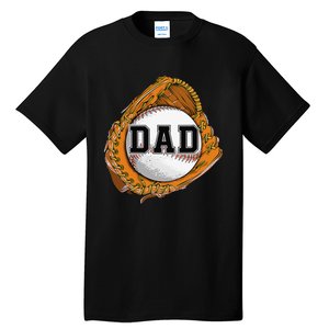 Baseball Catch Glove Baseball Dad Baseball Daddy Fathers Day Tall T-Shirt