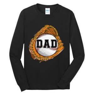 Baseball Catch Glove Baseball Dad Baseball Daddy Fathers Day Tall Long Sleeve T-Shirt