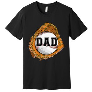 Baseball Catch Glove Baseball Dad Baseball Daddy Fathers Day Premium T-Shirt