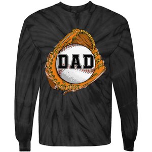 Baseball Catch Glove Baseball Dad Baseball Daddy Fathers Day Tie-Dye Long Sleeve Shirt