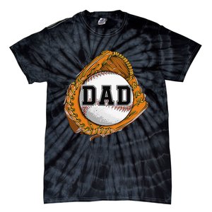 Baseball Catch Glove Baseball Dad Baseball Daddy Fathers Day Tie-Dye T-Shirt