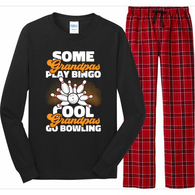 Bowler Cool Grandpas Go Bowling Funny Funny Gift Long Sleeve Pajama Set