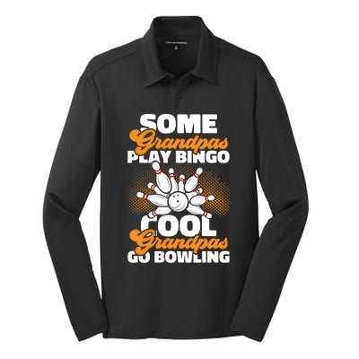 Bowler Cool Grandpas Go Bowling Funny Funny Gift Silk Touch Performance Long Sleeve Polo