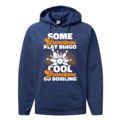 Bowler Cool Grandpas Go Bowling Funny Funny Gift Performance Fleece Hoodie