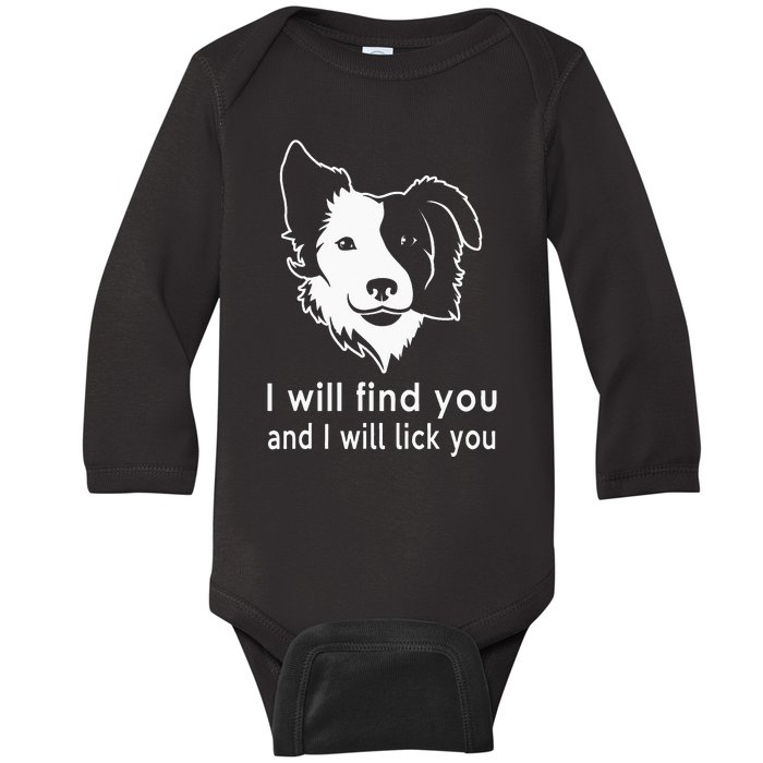 Border Collie gifts for dog lovers owners Baby Long Sleeve Bodysuit