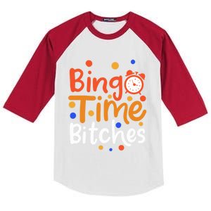 Bingo Cards Game Bingo Time Bitches Gift Kids Colorblock Raglan Jersey