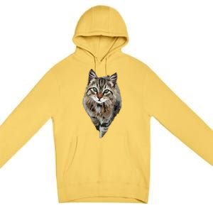 Brown Cat Green Eyes Cats Tee Gifts Premium Pullover Hoodie