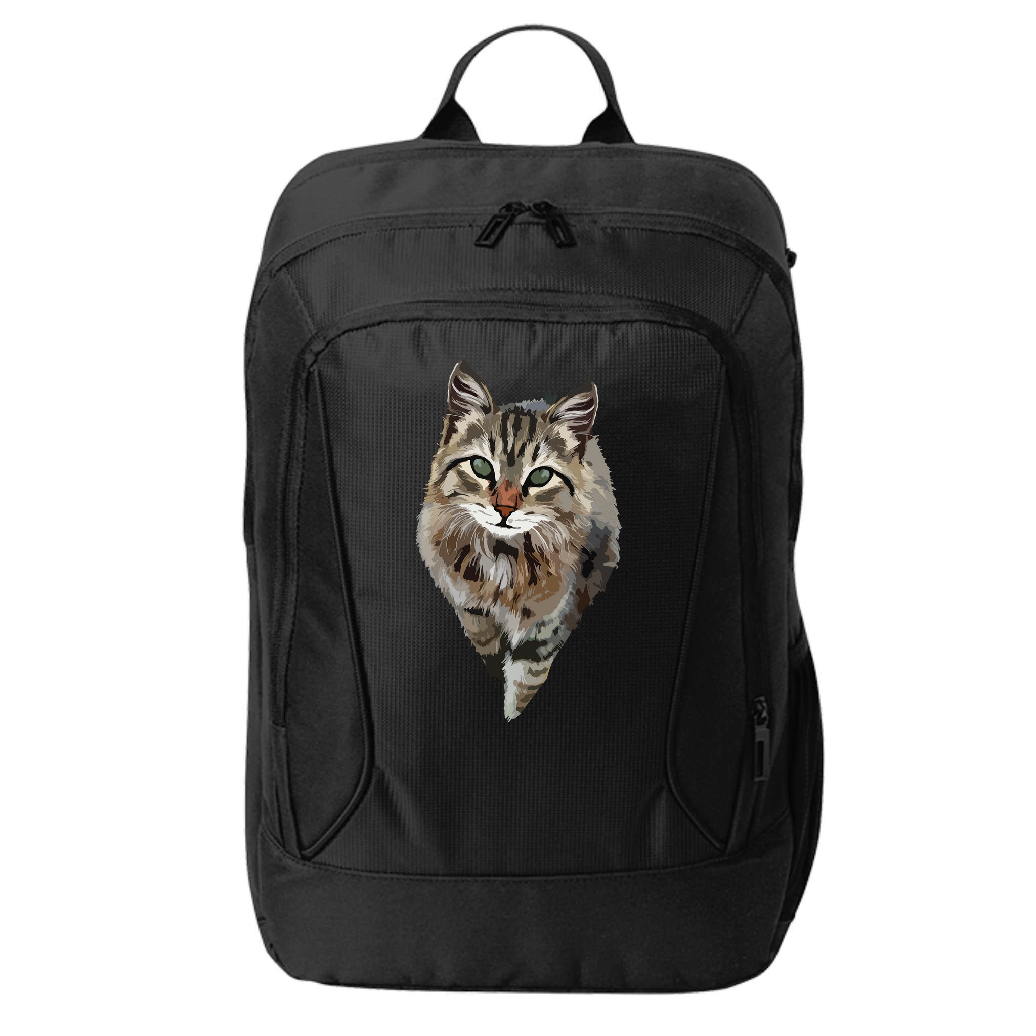Brown Cat Green Eyes Cats Tee Gifts City Backpack