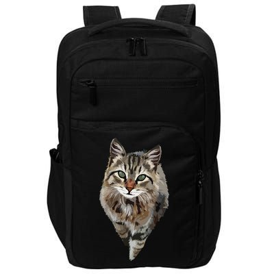 Brown Cat Green Eyes Cats Tee Gifts Impact Tech Backpack