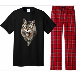 Brown Cat Green Eyes Cats Tee Gifts Pajama Set