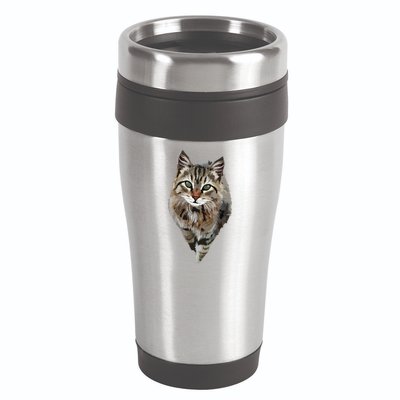 Brown Cat Green Eyes Cats Tee Gifts 16oz Travel Tumbler