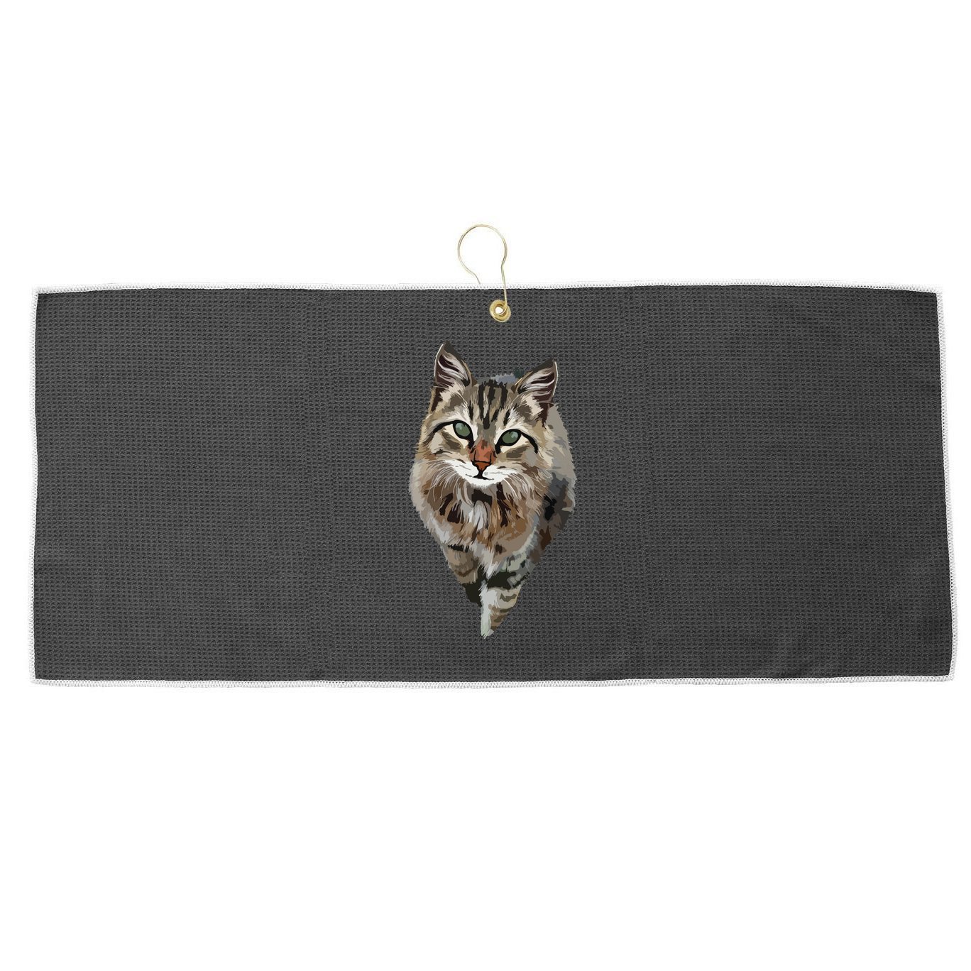 Brown Cat Green Eyes Cats Tee Gifts Large Microfiber Waffle Golf Towel