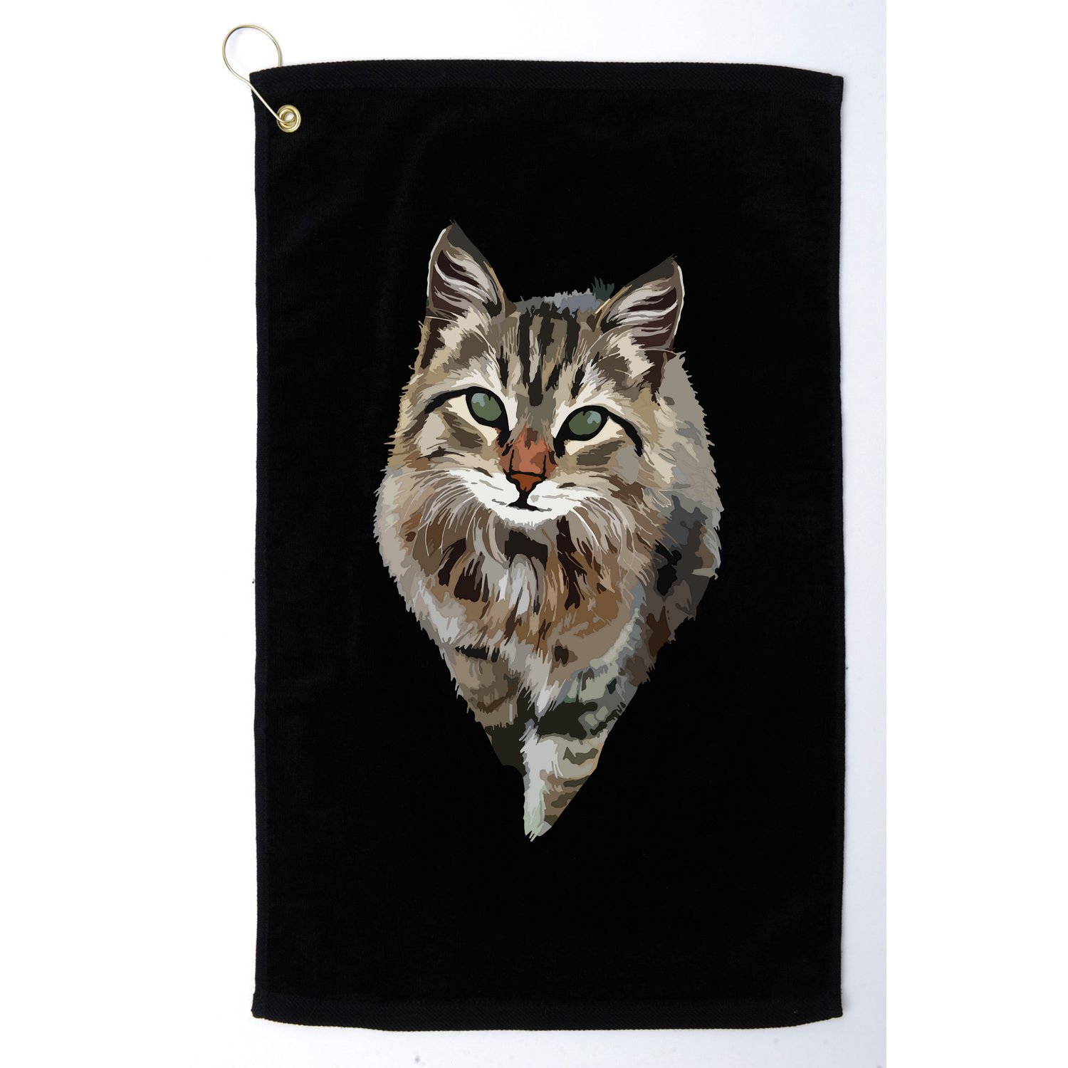 Brown Cat Green Eyes Cats Tee Gifts Golf Towel