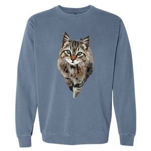 Brown Cat Green Eyes Cats Tee Gifts Garment-Dyed Sweatshirt