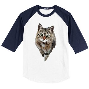 Brown Cat Green Eyes Cats Tee Gifts Baseball Sleeve Shirt