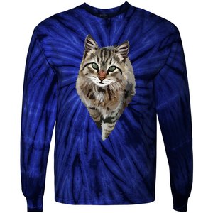 Brown Cat Green Eyes Cats Tee Gifts Tie-Dye Long Sleeve Shirt