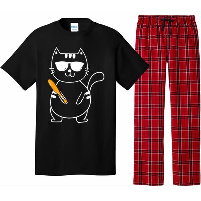 Baseball Cat Gift Funny Baseball Player Baseballer Gift Pajama Set