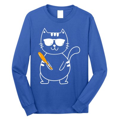 Baseball Cat Gift Funny Baseball Player Baseballer Gift Long Sleeve Shirt