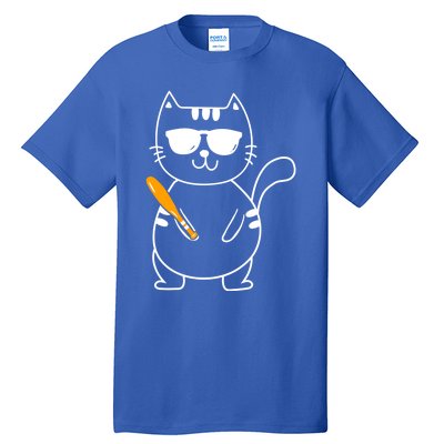 Baseball Cat Gift Funny Baseball Player Baseballer Gift Tall T-Shirt