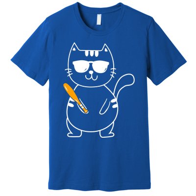 Baseball Cat Gift Funny Baseball Player Baseballer Gift Premium T-Shirt