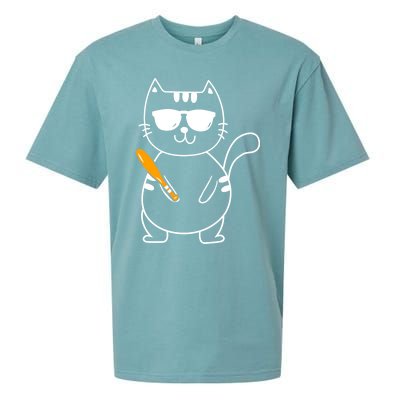 Baseball Cat Gift Funny Baseball Player Baseballer Gift Sueded Cloud Jersey T-Shirt