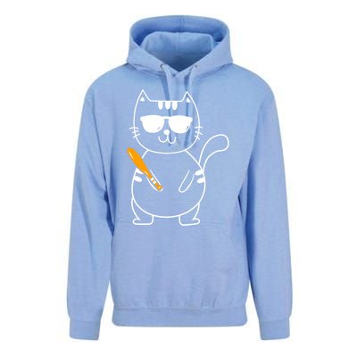 Baseball Cat Gift Funny Baseball Player Baseballer Gift Unisex Surf Hoodie