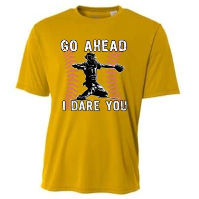 Baseball Catcher Go Ahead I Dare You Cooling Performance Crew T-Shirt