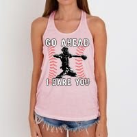 Baseball Catcher Go Ahead I Dare You Women's Knotted Racerback Tank