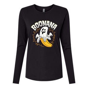 Boonana Cute Ghost Banana Halloween Costume Womens Cotton Relaxed Long Sleeve T-Shirt