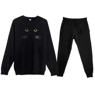 Black Cat Gift Ns Kitty Print Gift Premium Crewneck Sweatsuit Set