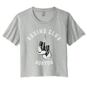 Boxing Club Gift Boston Gloves Fighter Gift Women's Crop Top Tee