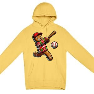 Baseball Christmas Gingerbread Man Baseball Ugly Christmas Gift Premium Pullover Hoodie