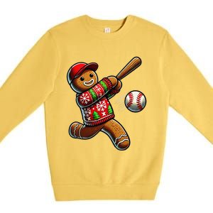 Baseball Christmas Gingerbread Man Baseball Ugly Christmas Gift Premium Crewneck Sweatshirt