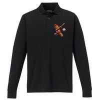 Baseball Christmas Gingerbread Man Baseball Ugly Christmas Gift Performance Long Sleeve Polo