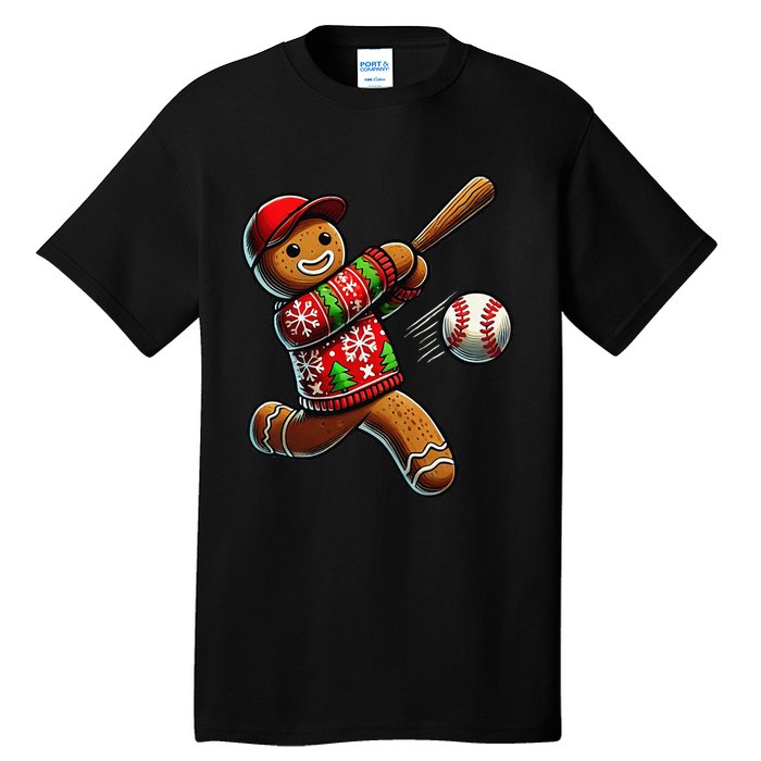 Baseball Christmas Gingerbread Man Baseball Ugly Christmas Gift Tall T-Shirt