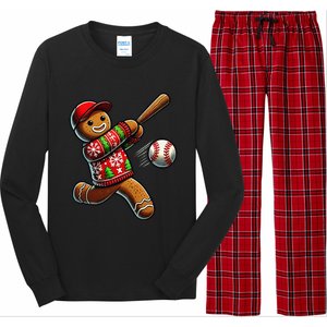 Baseball Christmas Gingerbread Man Baseball Ugly Christmas Gift Long Sleeve Pajama Set