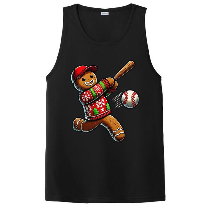 Baseball Christmas Gingerbread Man Baseball Ugly Christmas Gift PosiCharge Competitor Tank