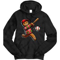 Baseball Christmas Gingerbread Man Baseball Ugly Christmas Gift Tie Dye Hoodie