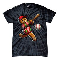 Baseball Christmas Gingerbread Man Baseball Ugly Christmas Gift Tie-Dye T-Shirt