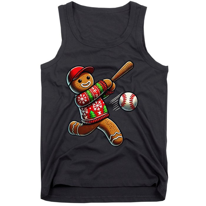 Baseball Christmas Gingerbread Man Baseball Ugly Christmas Gift Tank Top