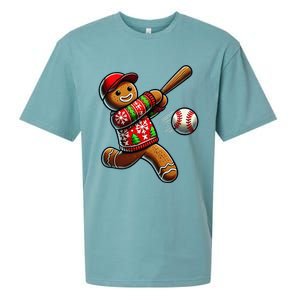 Baseball Christmas Gingerbread Man Baseball Ugly Christmas Gift Sueded Cloud Jersey T-Shirt