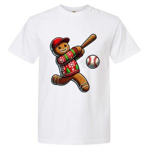 Baseball Christmas Gingerbread Man Baseball Ugly Christmas Gift Garment-Dyed Heavyweight T-Shirt