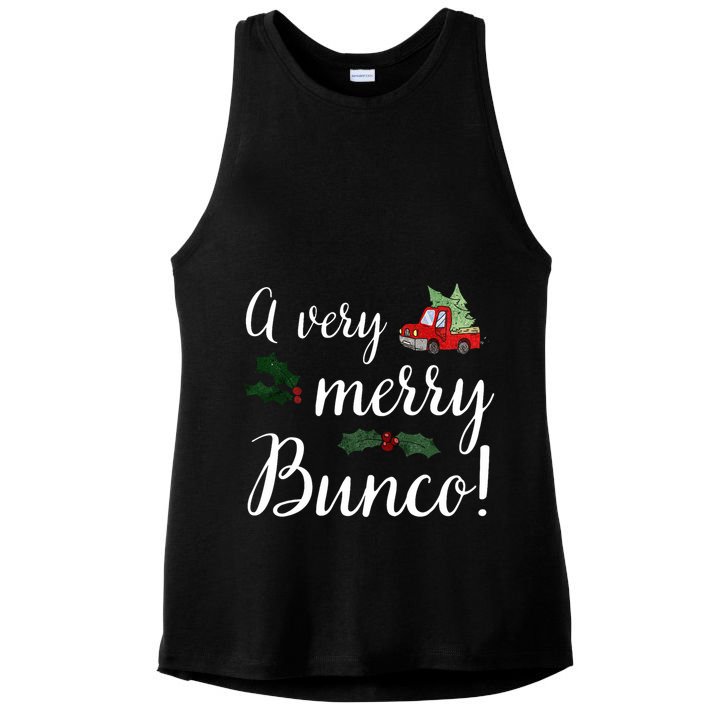 Bunco Christmas Gift Very Merry Bunco Ladies PosiCharge Tri-Blend Wicking Tank