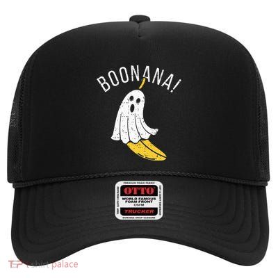 Boonana Cute Ghost Banana Halloween Costume High Crown Mesh Back Trucker Hat